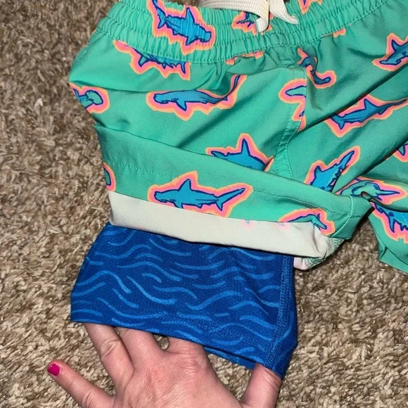 Chubbies Teal Shark Swim Trunks - Picture 4 of 5